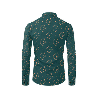 Horse Head Print Design LKS302 Men's Long Sleeve Dress Shirt