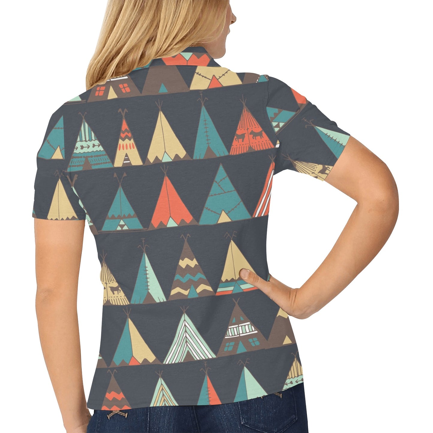 Tribal native american tent Aztec Women's Polo Shirt