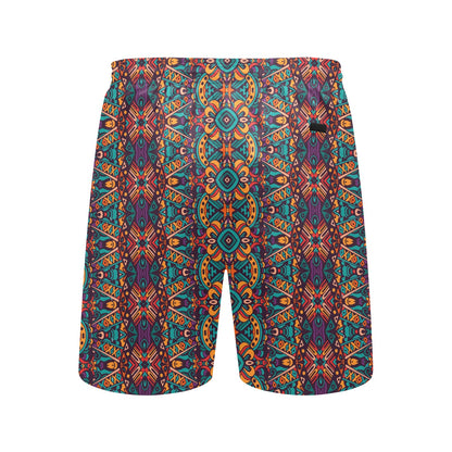 Ethnic Style Print Pattern Men's Swim Trunks Beach Shorts