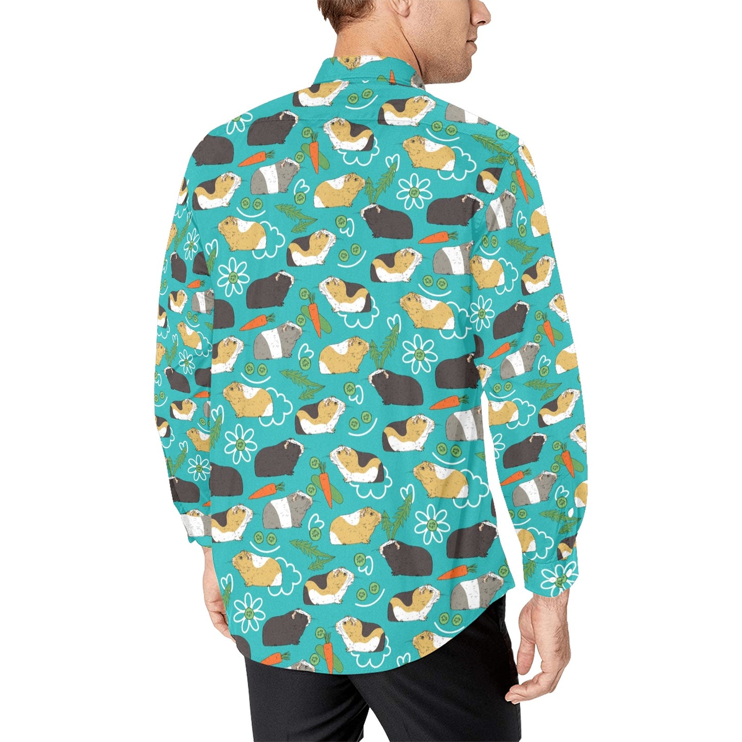 Guinea Pig Print Design LKS402 Men's Long Sleeve Dress Shirt