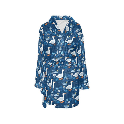 Goose Print Design LKS405 Women's Fleece Robe