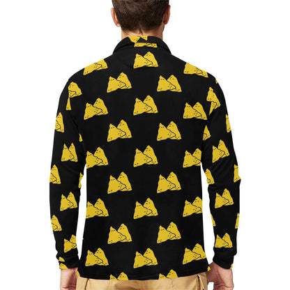 Nachos Pattern Print Design A02 Long Sleeve Polo Shirt For Men's