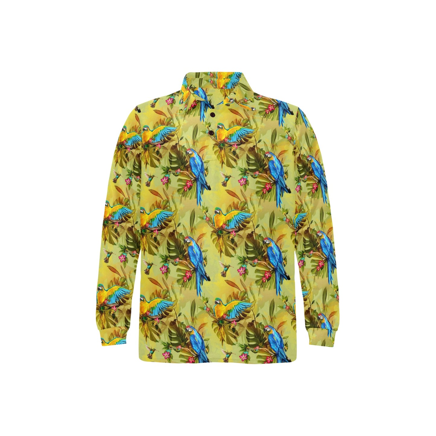 Parrot Pattern Print Design A02 Long Sleeve Polo Shirt For Men's
