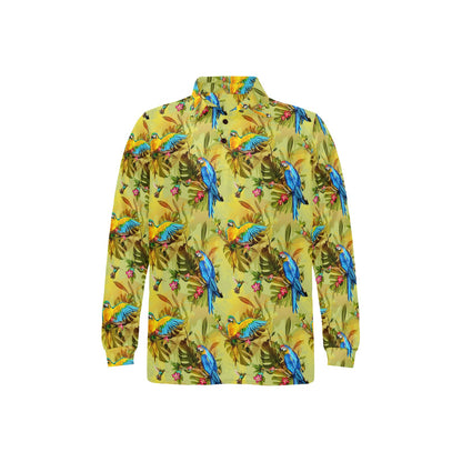 Parrot Pattern Print Design A02 Long Sleeve Polo Shirt For Men's