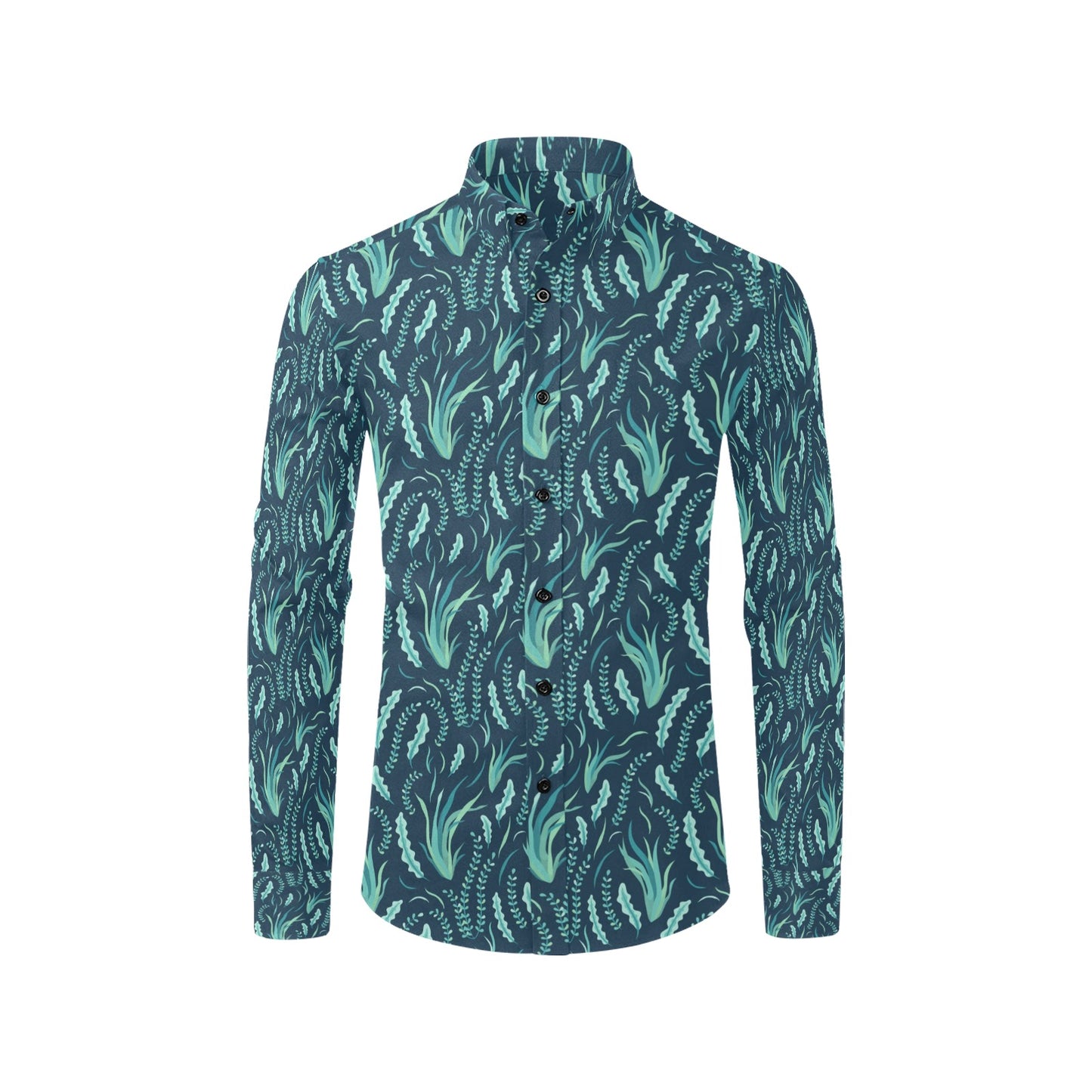 Seaweed Print Design LKS302 Men's Long Sleeve Dress Shirt