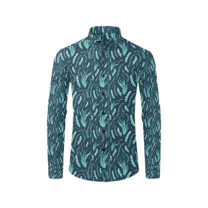 Seaweed Print Design LKS302 Men's Long Sleeve Dress Shirt