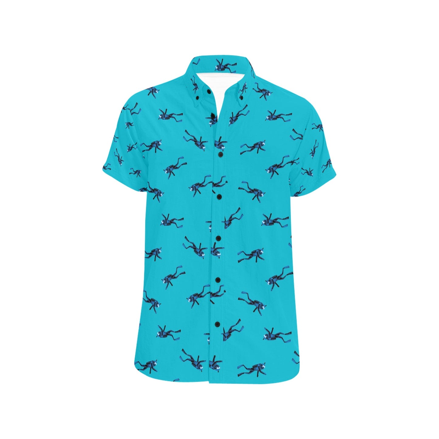 Scuba Driver Print Design LKS304 Men Short Sleeve Button Up Shirt