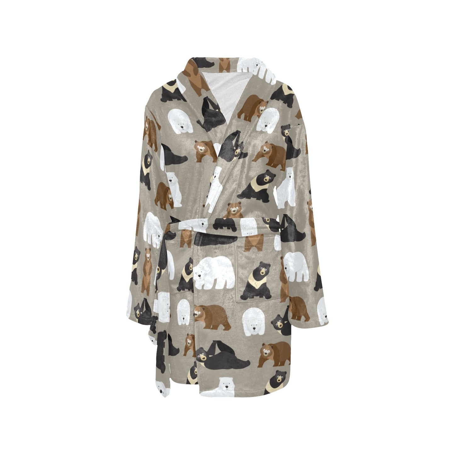 Bear Pattern Print Design BE03 Women's Fleece Robe