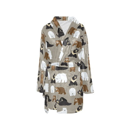 Bear Pattern Print Design BE03 Women's Fleece Robe