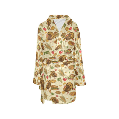 Thanksgiving Print Design LKS302 Women's Fleece Robe