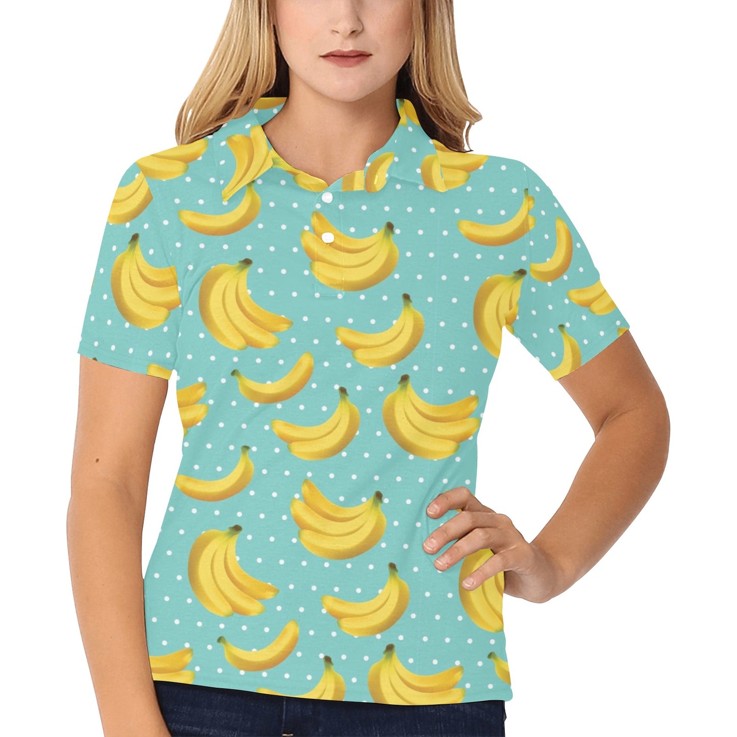Banana Pattern Print Design BA02 Women's Polo Shirt