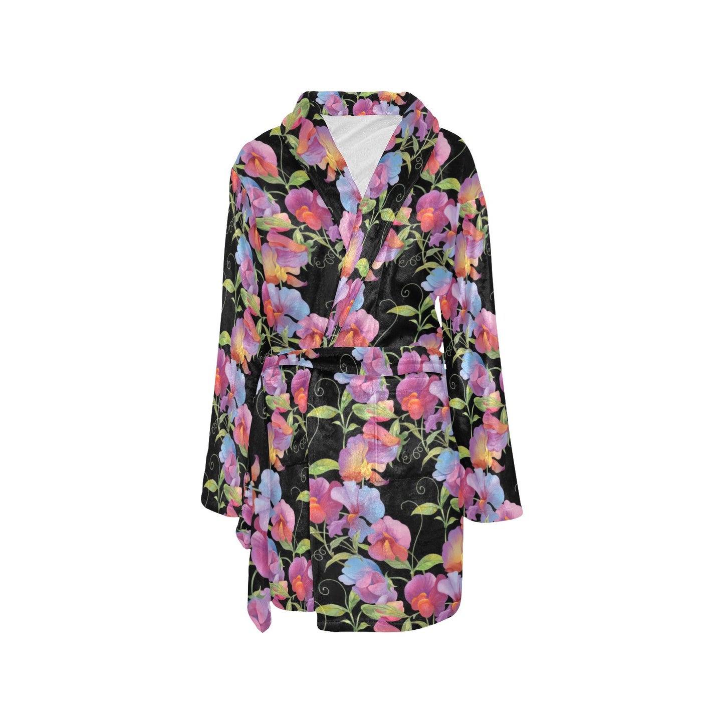 Peony Pattern Print Design PE012 Women's Fleece Robe