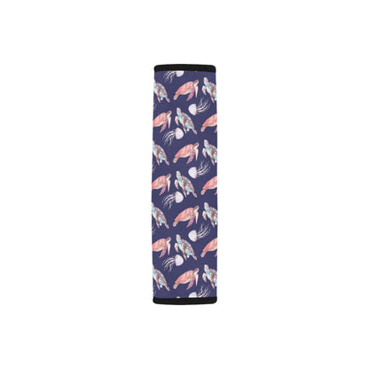 Sea Turtle With Jelly Fish Print Design LKS301 Car Seat Belt Cover