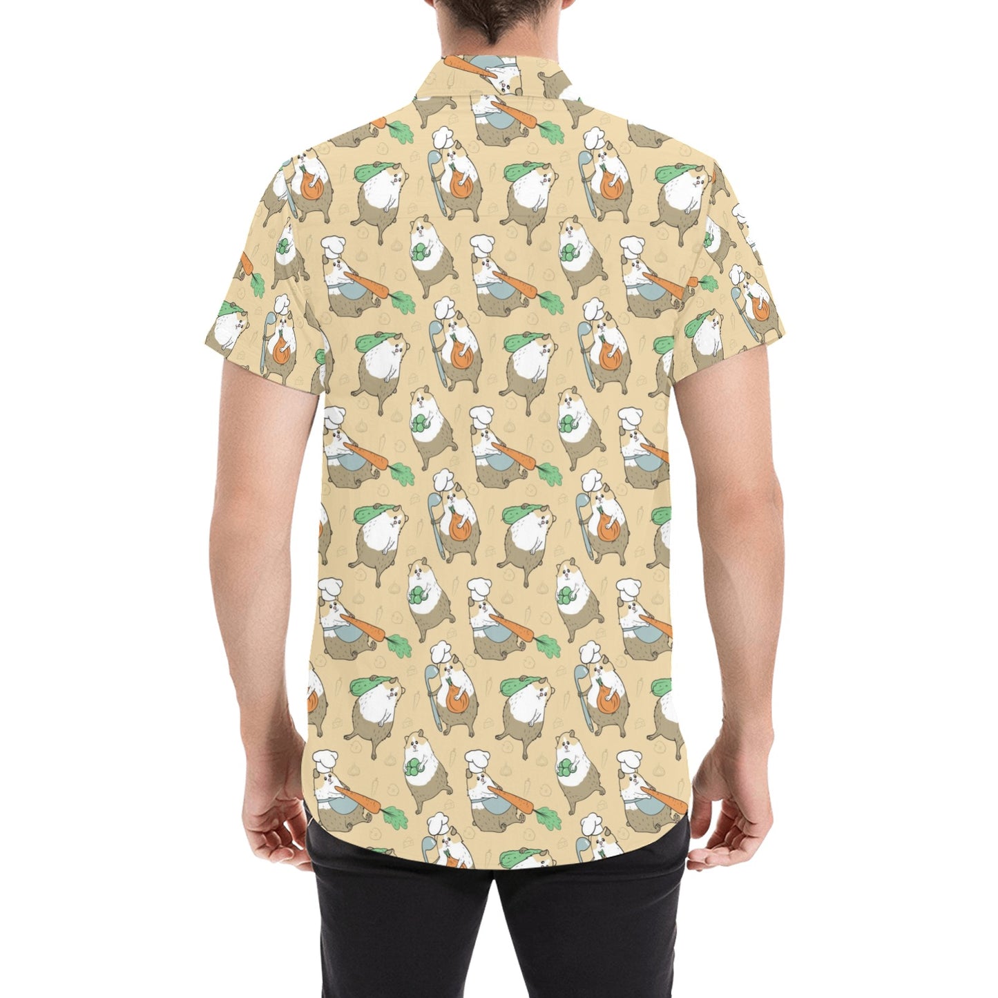 Guinea Pig Print Design LKS401 Men Short Sleeve Button Up Shirt