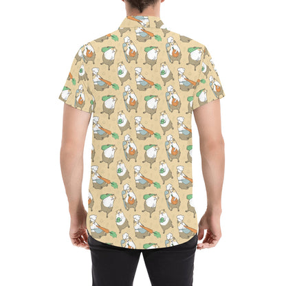 Guinea Pig Print Design LKS401 Men Short Sleeve Button Up Shirt