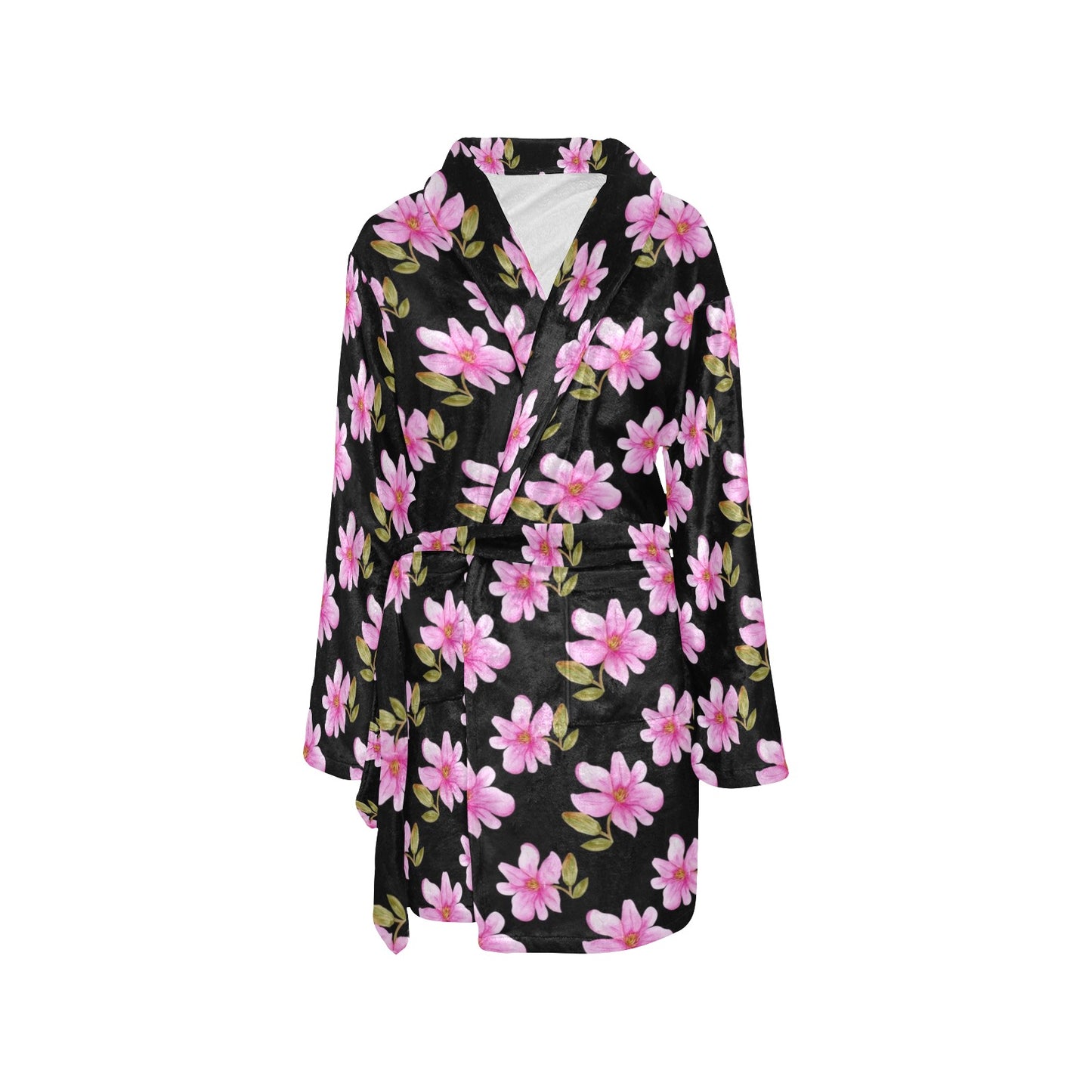Magnolia Pattern Print Design MAG06 Women's Fleece Robe