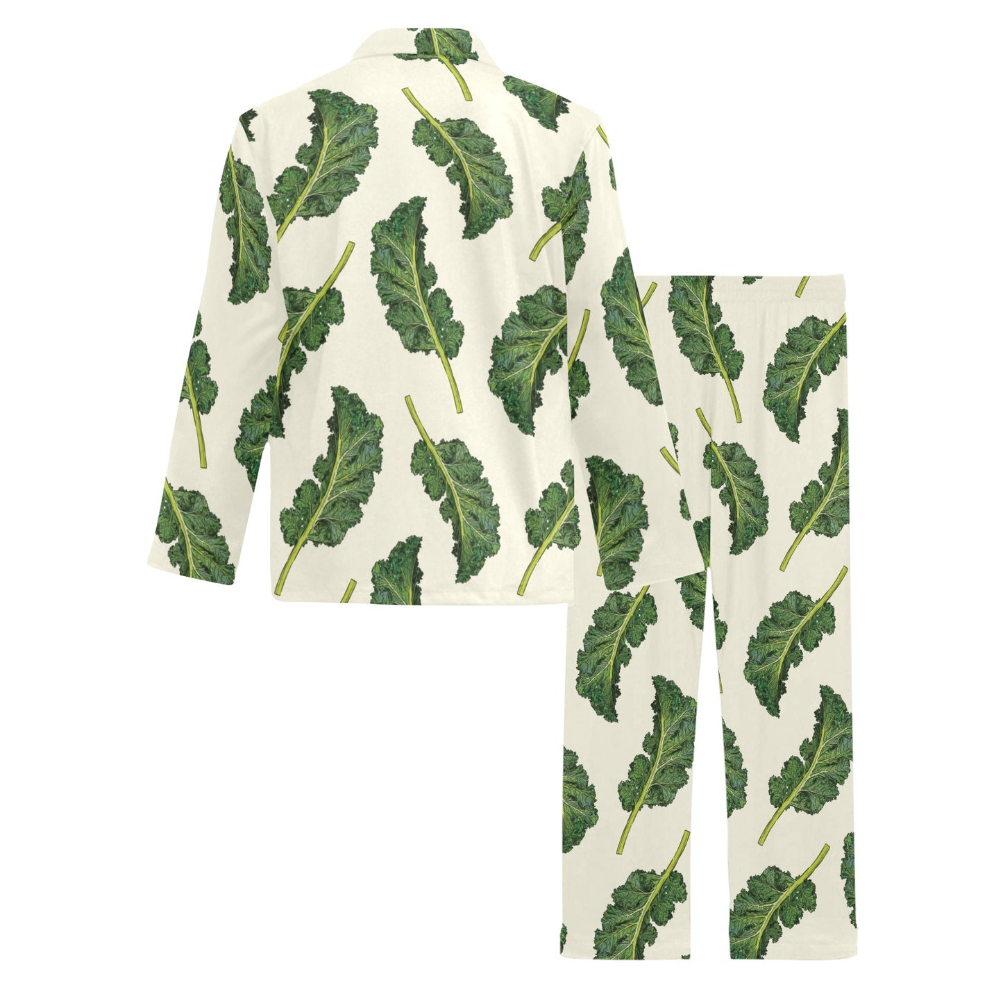 Kale Pattern Print Design 03 Men's Long Pajama Set