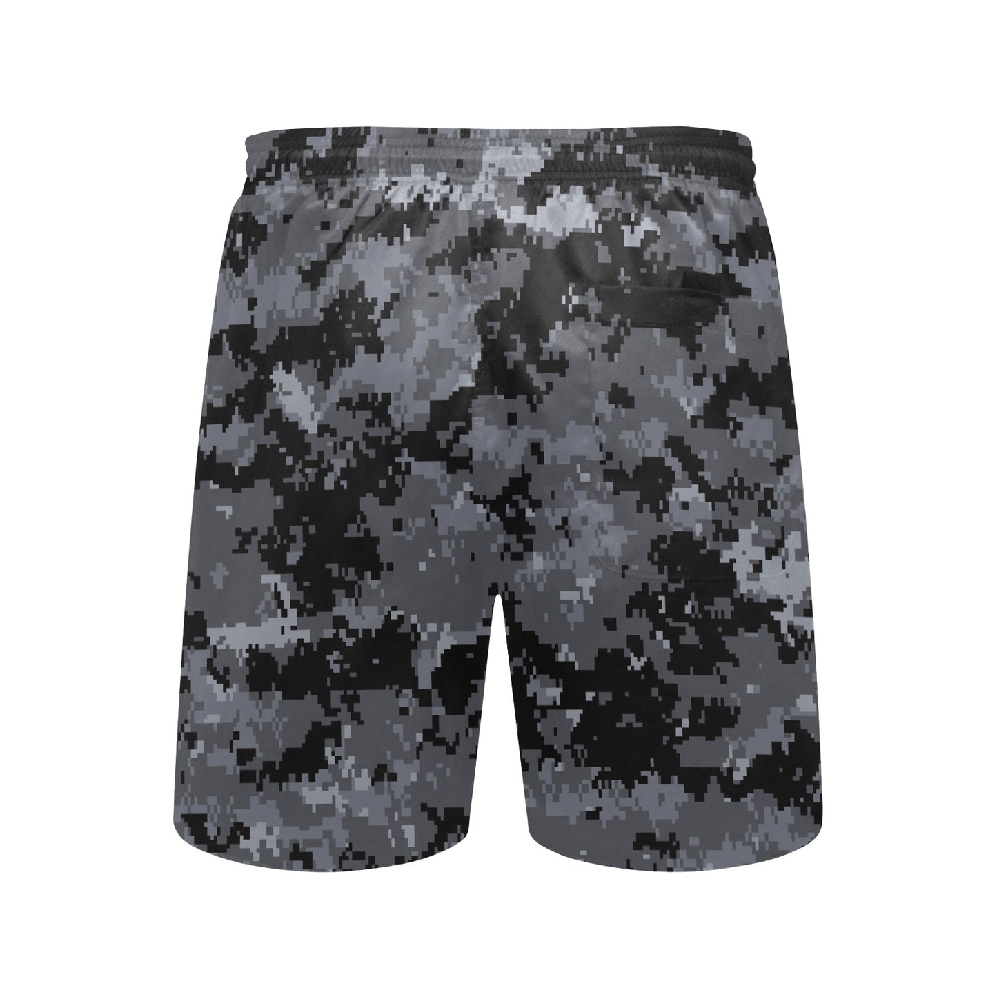 ACU Digital Black Camouflage Men's Swim Trunks Beach Shorts
