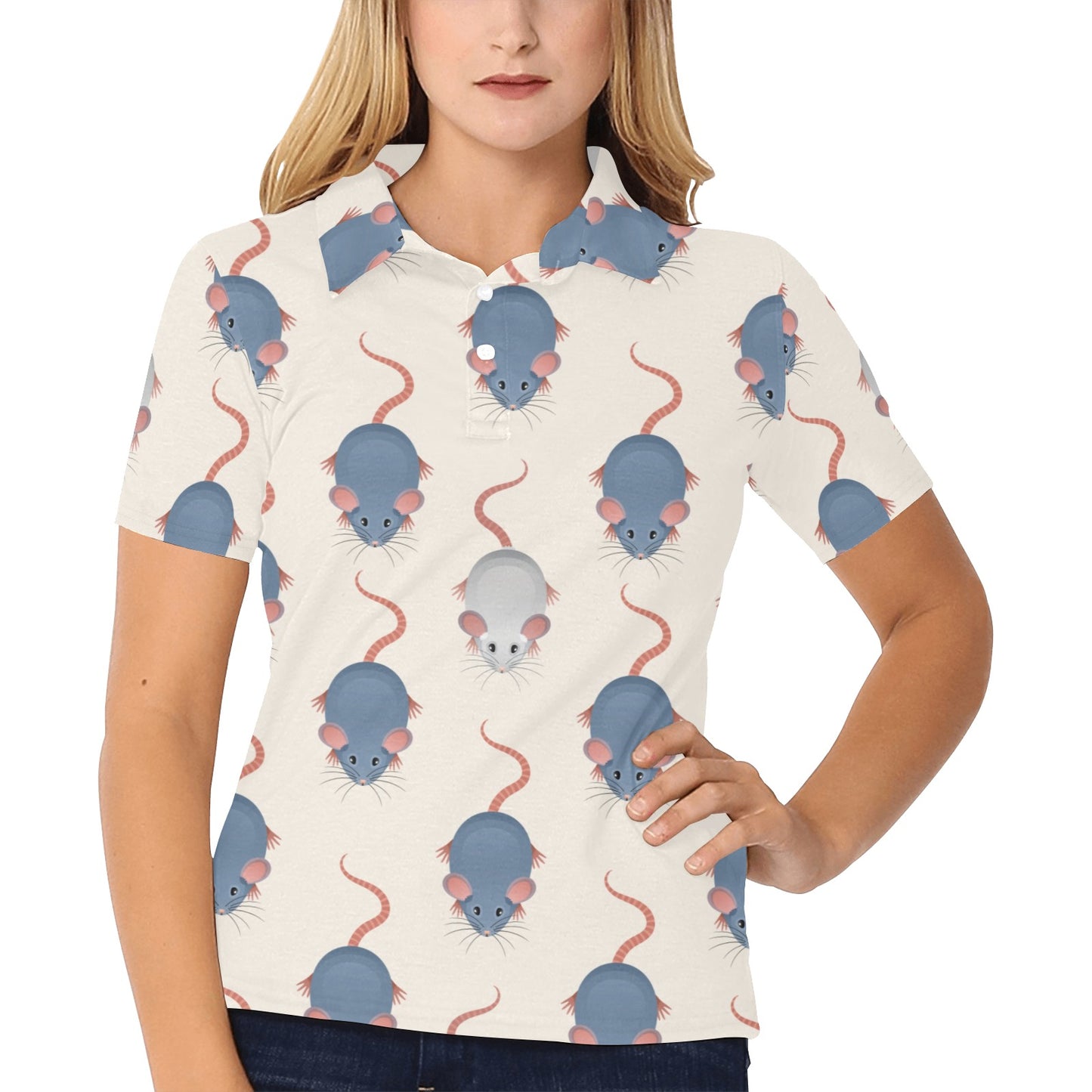 Rat Pattern Print Design 03 Women's Polo Shirt