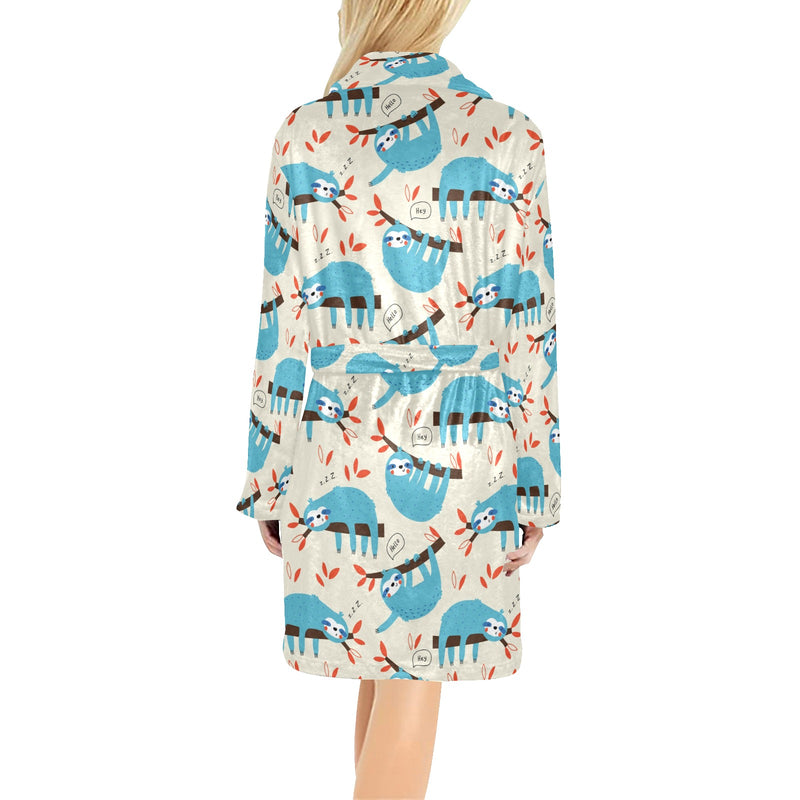 Sloth Print Design LKS3011 Women's Fleece Robe