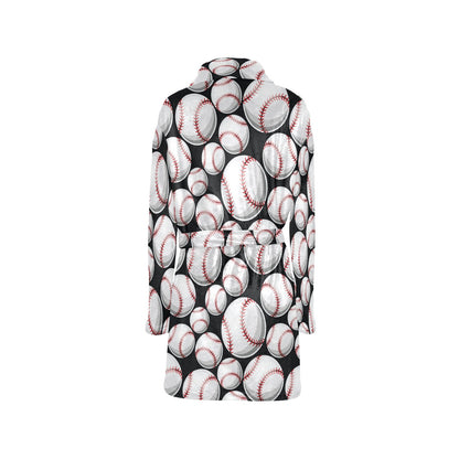 Baseball Black Background Women's Fleece Robe