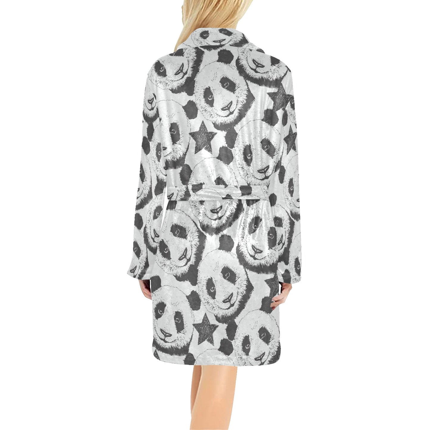 Panda Pattern Print Design A02 Women's Fleece Robe
