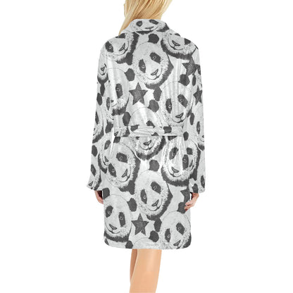 Panda Pattern Print Design A02 Women's Fleece Robe