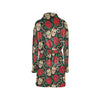 Sugar Skull Red Rose Print Design LKS301 Women's Fleece Robe