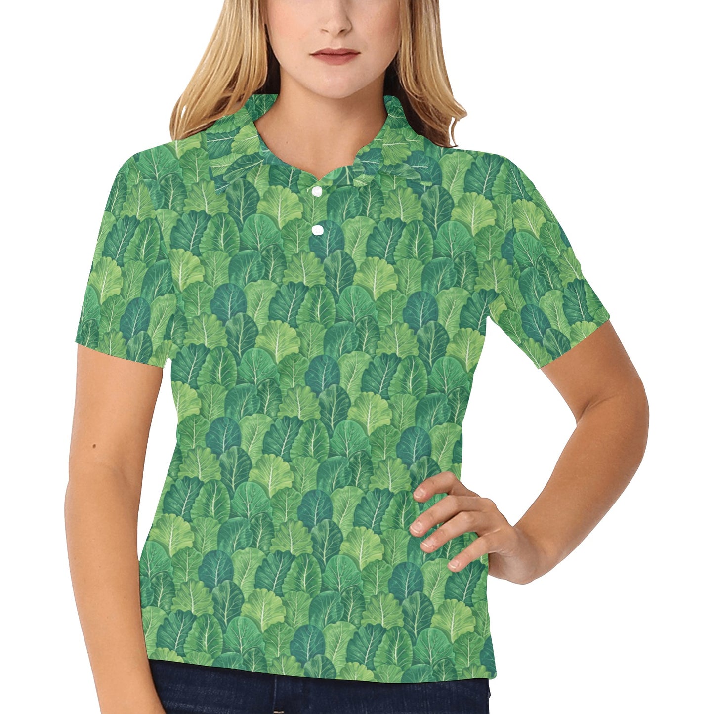 Cabbage Pattern Print Design 02 Women's Polo Shirt