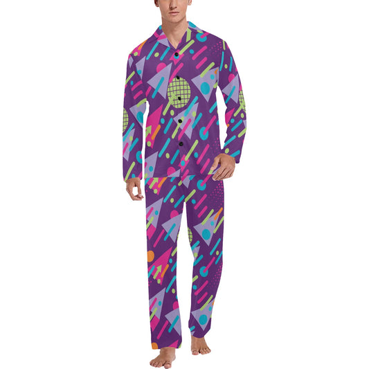 90s Pattern Print Design 4 Men's Long Pajama Set