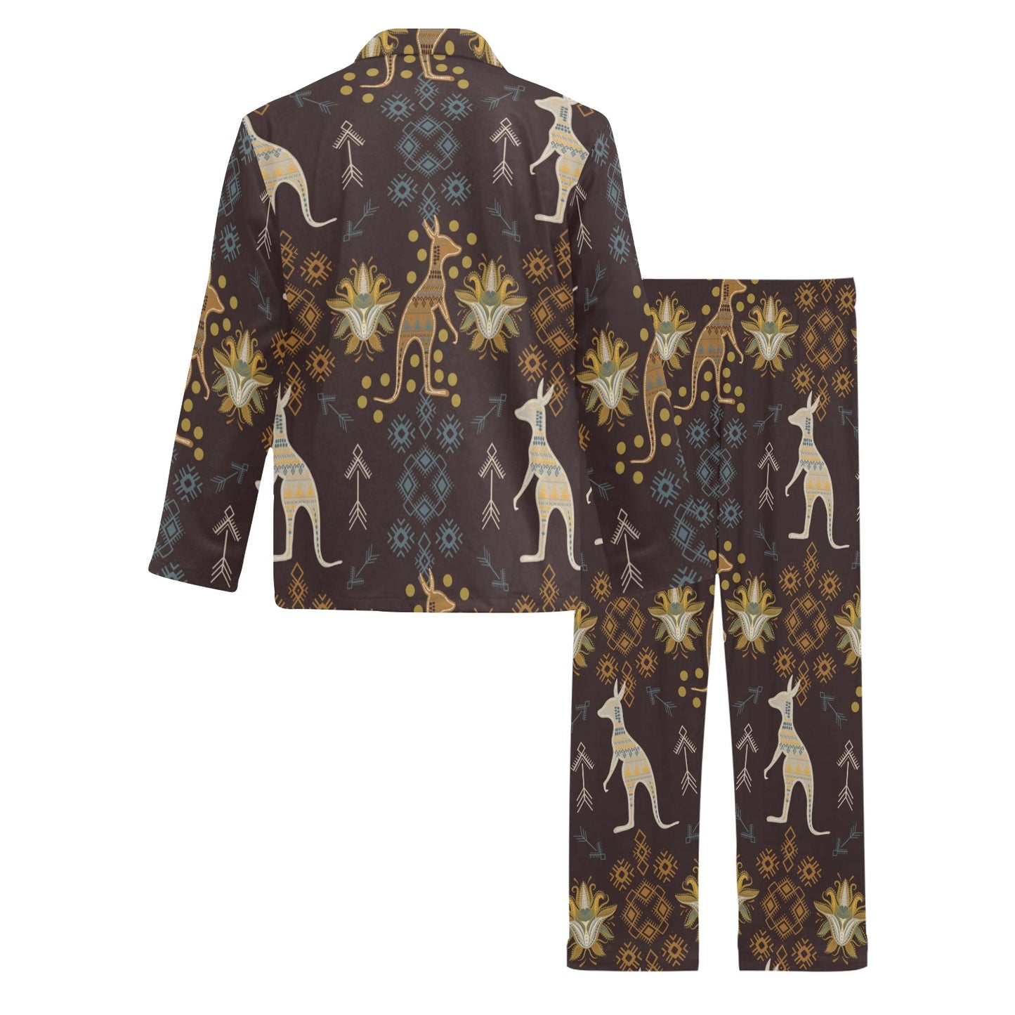 Kangaroos Pattern Print Design 03 Men's Long Pajama Set