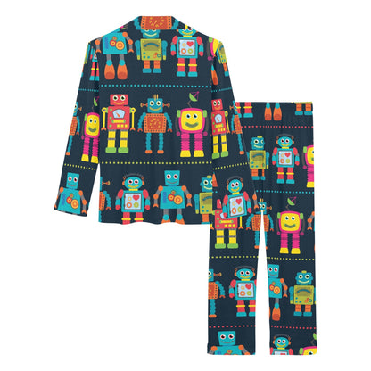Robot Pattern Print Design A01 Women's Long Pajama Set