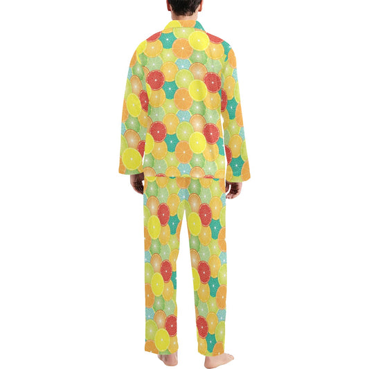 Citrus Pattern Print Design 01 Men's Long Pajama Set