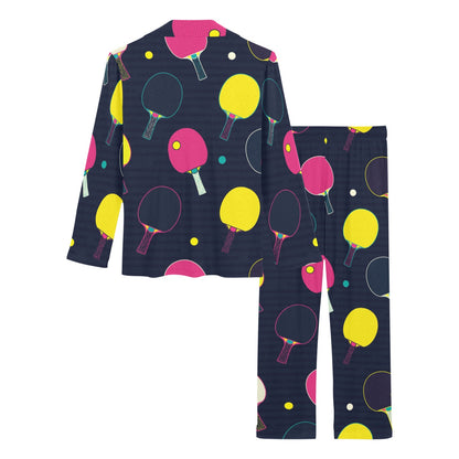 Ping Pong Pattern Print Design A04 Women's Long Pajama Set