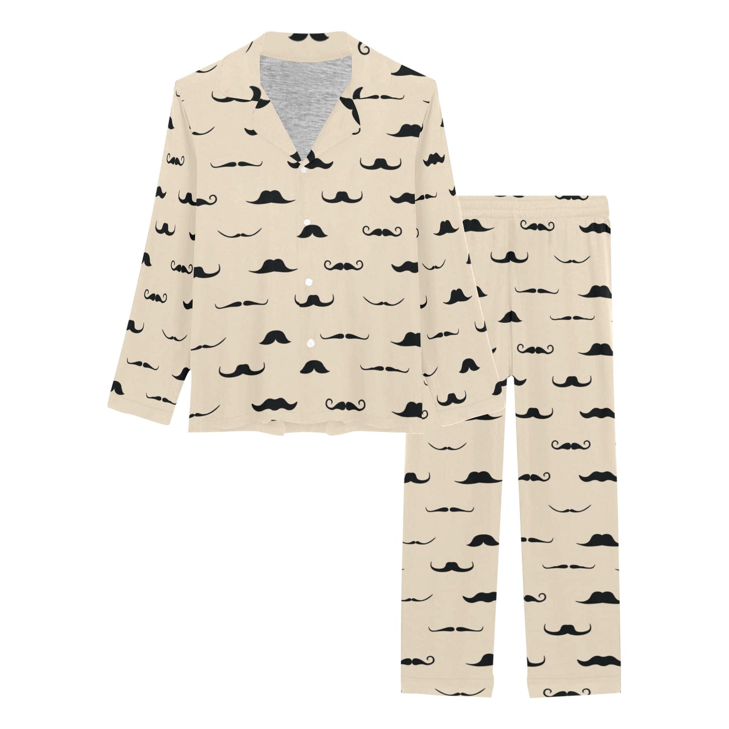 Mustache Pattern Print Design A03 Women's Long Pajama Set