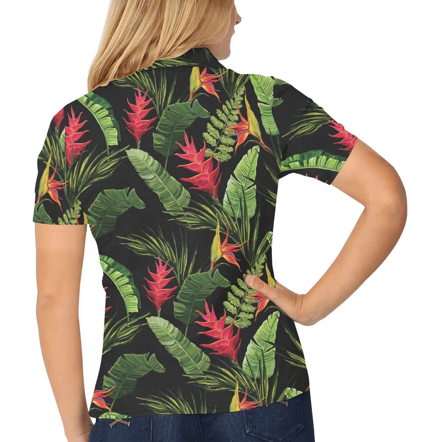 Bird Of Paradise Pattern Print Design BOP010 Women's Polo Shirt