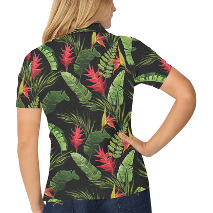 Bird Of Paradise Pattern Print Design BOP010 Women's Polo Shirt