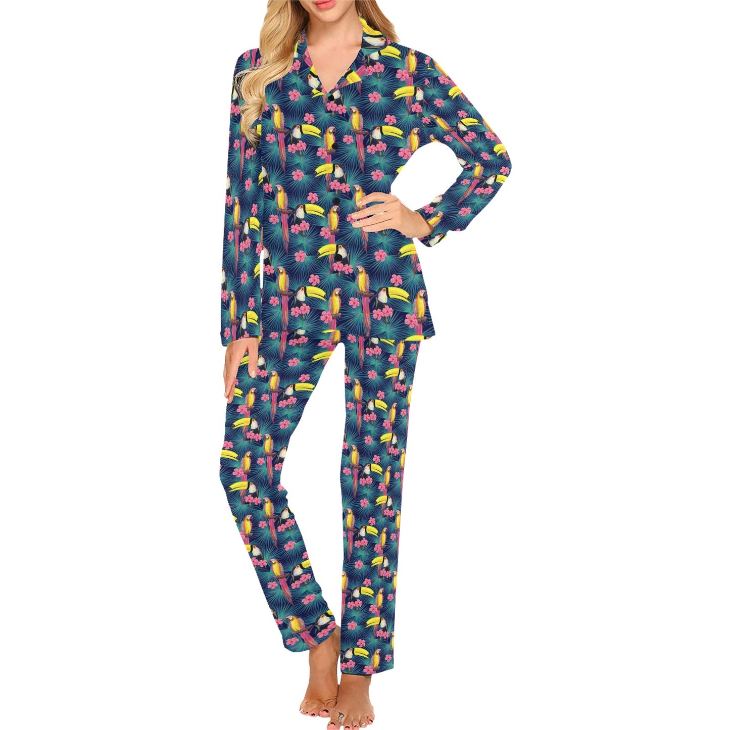 Toucan Parrot Design Women's Long Pajama Set