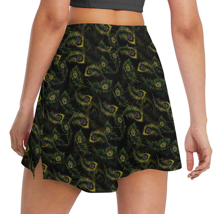 Peacock Feather Pattern Design Print 17" Golf & Pickleball Skort with Pockets