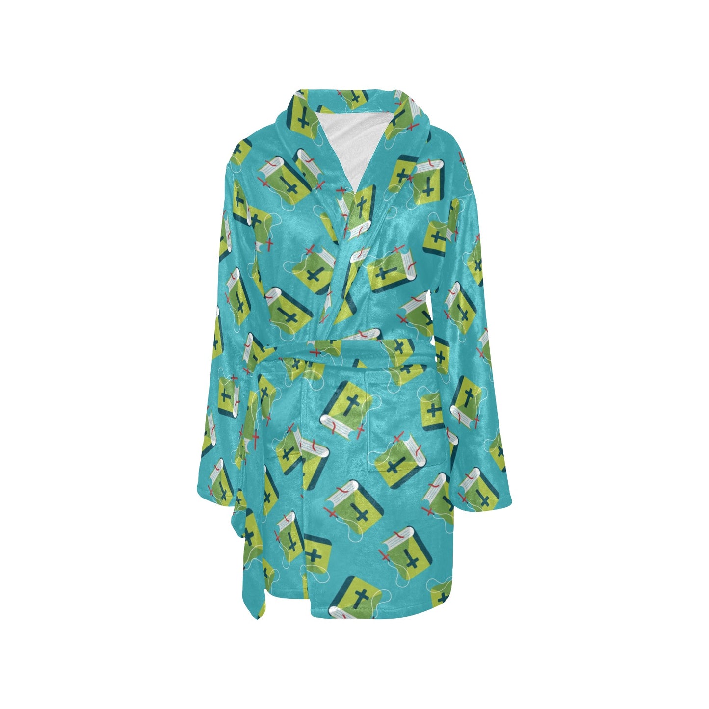 Bible Pattern Print Design 01 Women's Fleece Robe