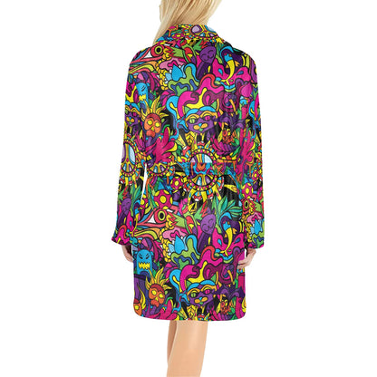 Trippy Print Design LKS304 Women's Fleece Robe