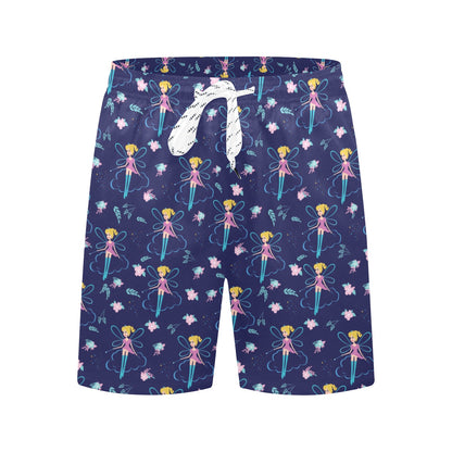 Fairy Cartoon Style Print Pattern Men's Swim Trunks Beach Shorts