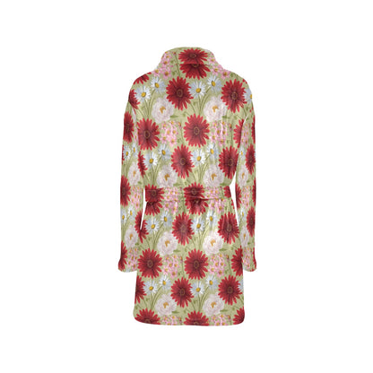 Gerberas Pattern Print Design GB07 Women's Fleece Robe