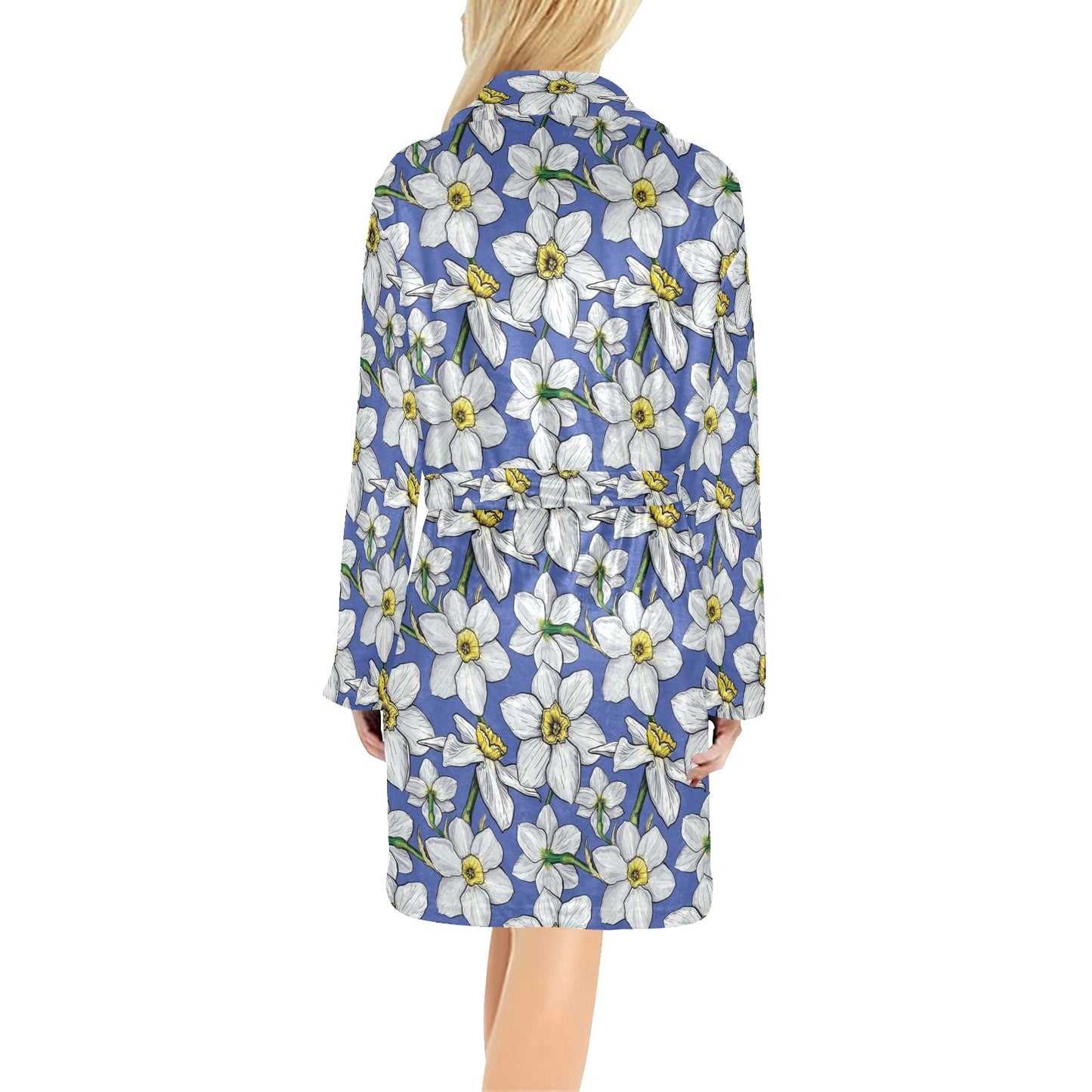Daffodils Pattern Print Design DF08 Women's Fleece Robe