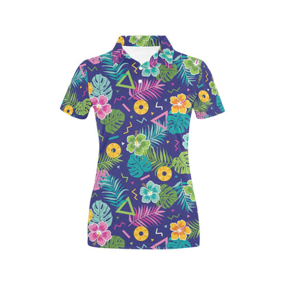 Hawaiian Themed Pattern Print Design H014 Women's Polo Shirt
