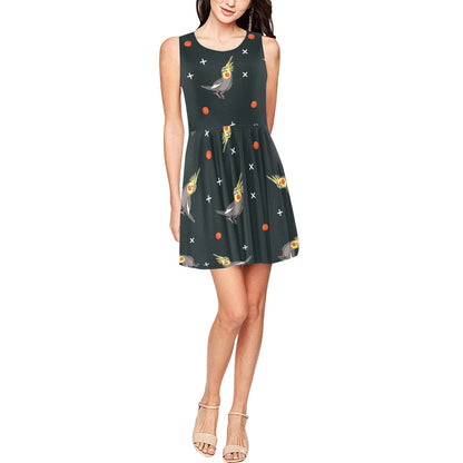 Cockatiel Pattern Print Design 02 Sleeveless Dress