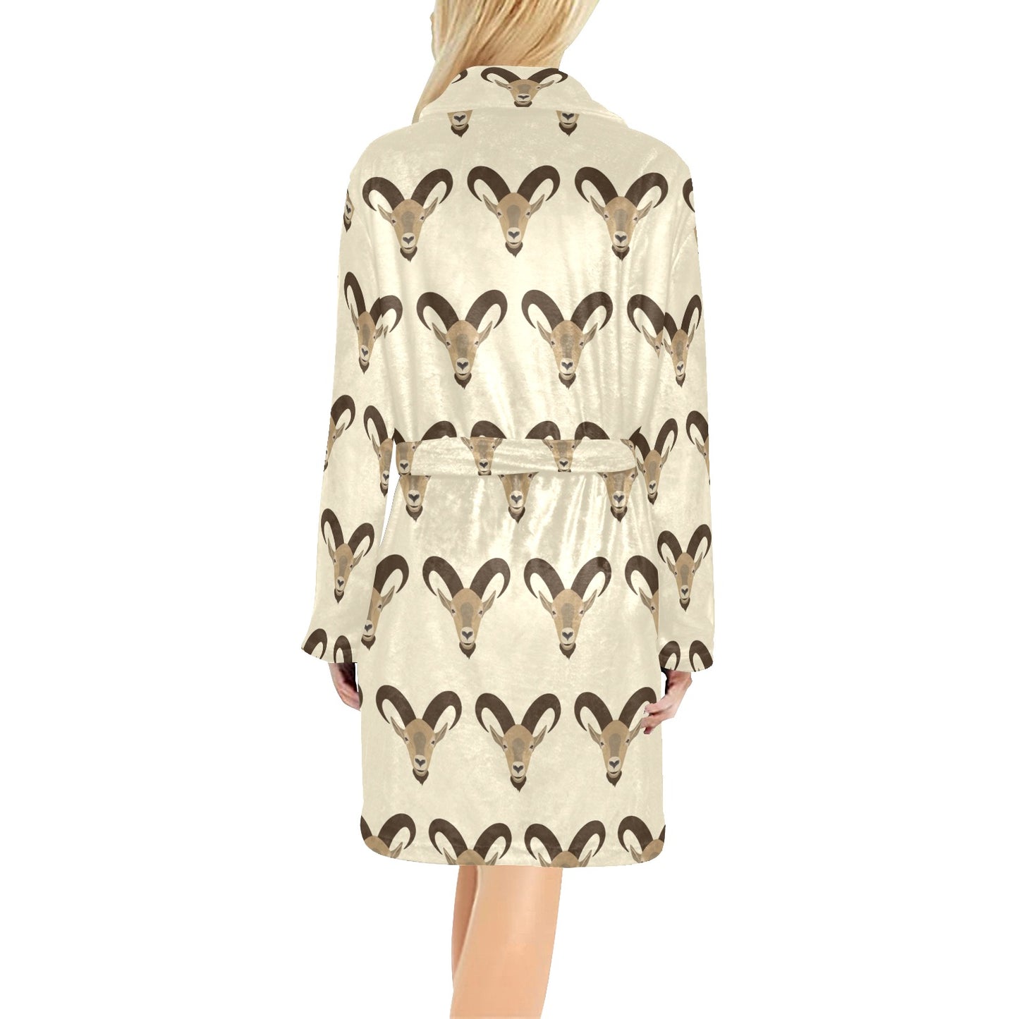 Goat Pattern Print Design 01 Women's Fleece Robe