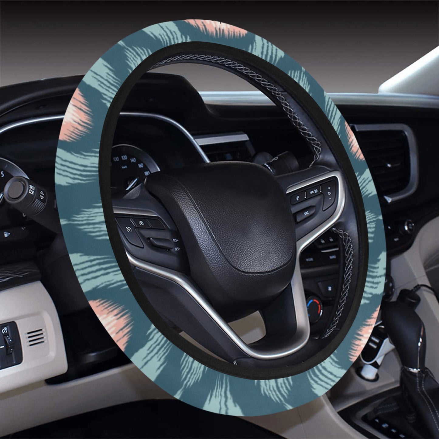 Ikat Print Design LKS402 Steering Wheel Cover with Elastic Edge