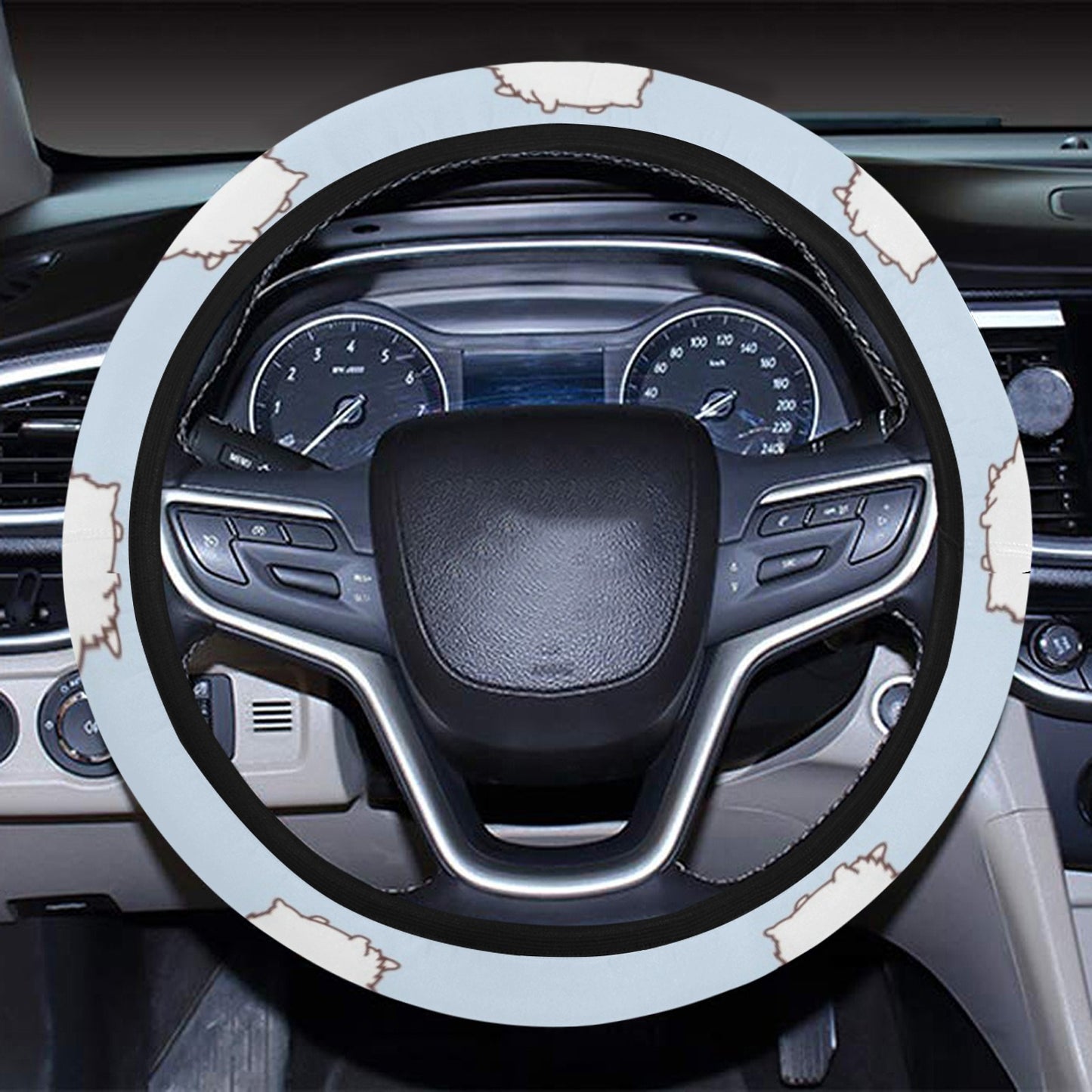 Samoyeds Print Design LKS301 Steering Wheel Cover with Elastic Edge