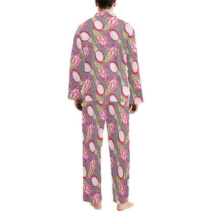 Dragonfruit Pattern Print Design DF03 Men's Long Pajama Set